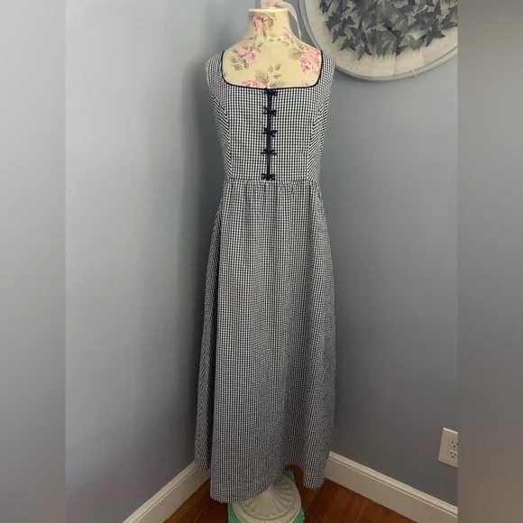 Caroline Constas Navy and White Gingham Maxi Dress - Picture 3 of 11